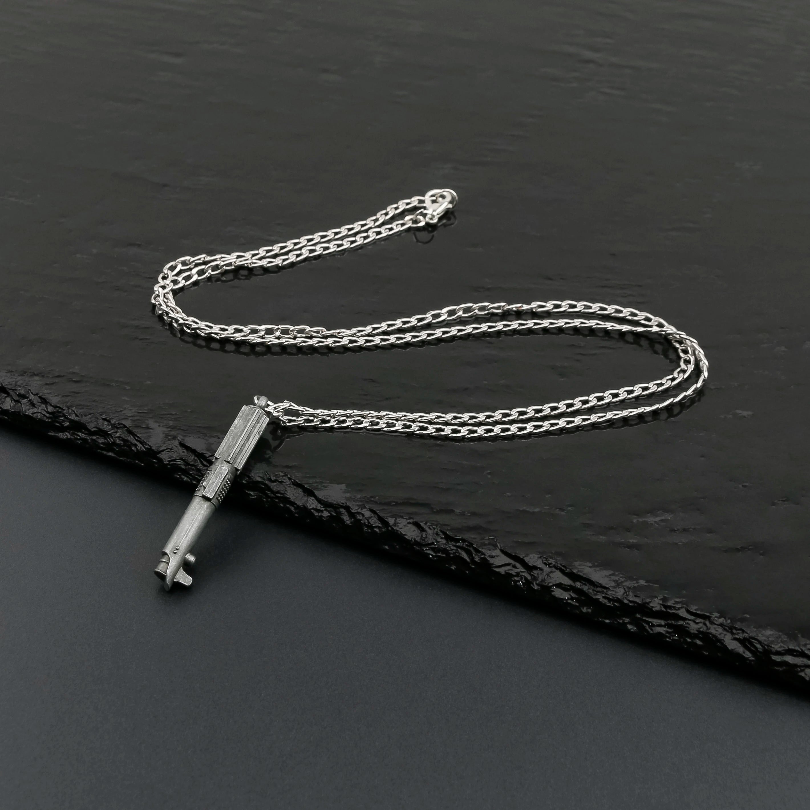 Kenobi Neopixel Lightsaber Replica | Metal Saber Necklace | Flashing Cosplay Accessories | Unisex